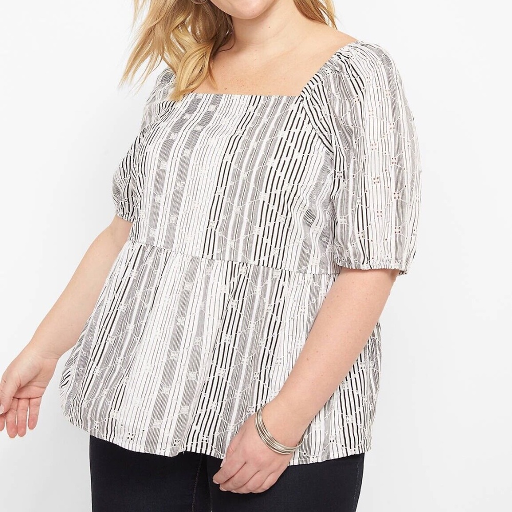 Lane Bryant Plus Size Shirt, Black & White, Size 24 - NEW NWT